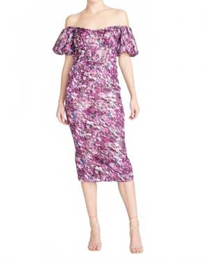 ML Monique Lhuillier Off The Shoulder Midi Dress - Pink