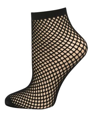 Pretty Polly Ropenet Ankle High Sock - Black