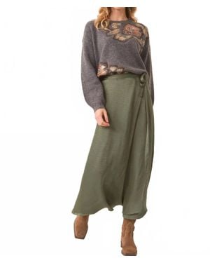 Nekane NKN Passion Long Satin Cross Skirt - Green