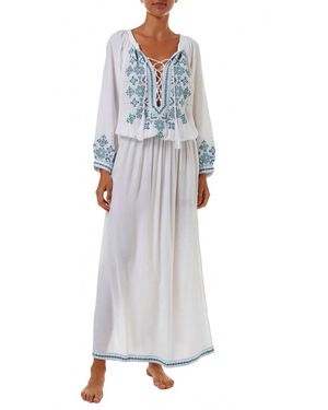 Melissa Odabash Sienna Embroidered 3/4 Sleeve Maxi Dress - White