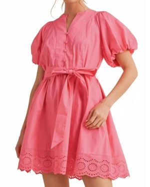 Jodifil Puff Sleeve Dress - Pink