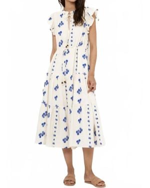 Oliphant Cinched Flirty Midi Dress - White