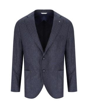 Manuel Ritz Pinstripe Single-Breasted Jacket - Blue