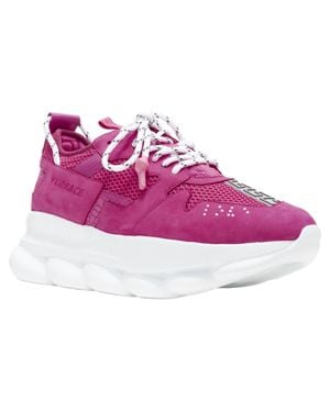 Versace Chain Reaction Blowzy Suede Low Top Chunky Sneaker - Purple