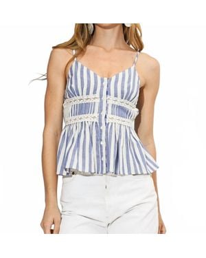 Adelyn Rae Eliza Striped Pleated Peplum Cami - Blue