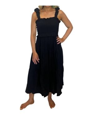 And The Why Ruched Shoulder Strap Detail Midi Dress - Black
