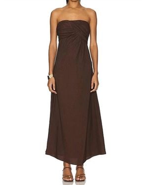 SOVERE A-Line Strapless Maxi Dress - Brown