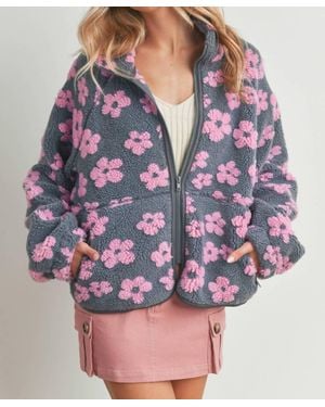 Buttermelon Daisy Fleece Sherpa Jacket - Multicolor