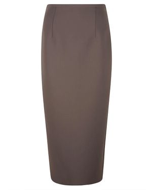 KHAITE Tailored Pencil Skirt With High Waist And Back Slit - Brown