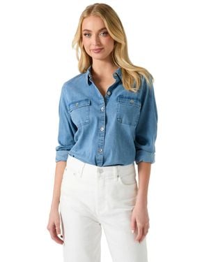 Guess Eco Linda Chambray Top - Blue
