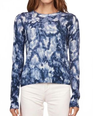 Autumn Cashmere Floral Print Crew Sweater - Blue