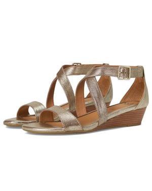 Söfft Innis Sandal Satin Leather Open Toe Wedge Zogg3827 - Metallic