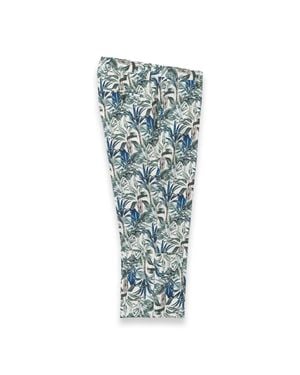 Paul Fredrick Cotton Printed Flat Fron Pants - Blue