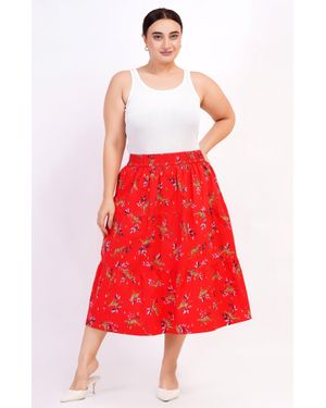 Leota Evelyn Tiered Midi Skirt Lucky Cheetah Poppy