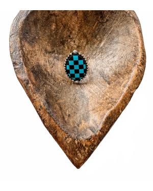 Boho Ranch Checkered Oval Cuff Ring - Natural