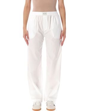 Sporty & Rich Lightweight Popeline Pajama Pants With Elastic Waistband - White