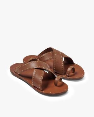 Beek Curlew Leather Toe-Ring Sandal - Brown