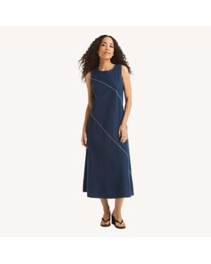 Nautica Asymmetrical Denim Dress - Blue