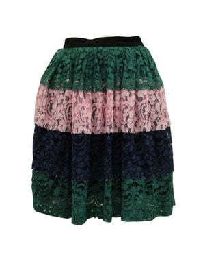 MSGM Striped Lace Skirt - Green