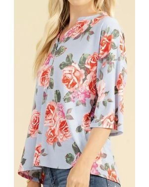 Sew In Love Floral Half Sleeve Top - Multicolor