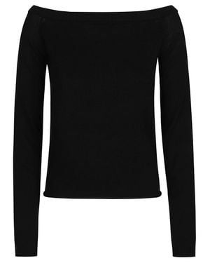IRO Bulle Cropped Off-The-Shoulder Viscose-Blend Sweater - Black