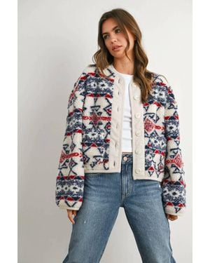 Buttermelon Asher Graphic Fleece Jacket - Blue
