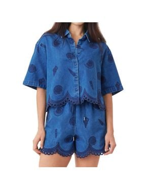 Habitual Seashell Short Sleeve Shirt - Blue