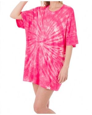 Zenana Oversized Tie Dye Shirts - Pink
