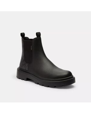 COACH Chelsea Boot With Signature Canvas - Black
