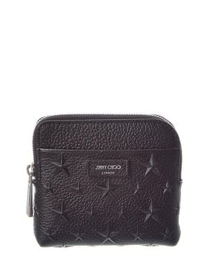 Jimmy Choo Compact Zip Leather Card Case - Gray