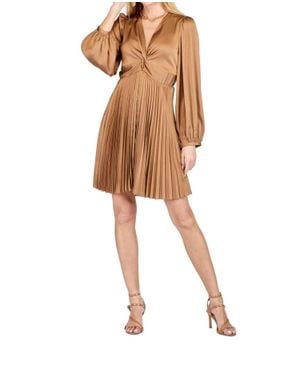 J joy Front Twist Pleated Dress - Brown