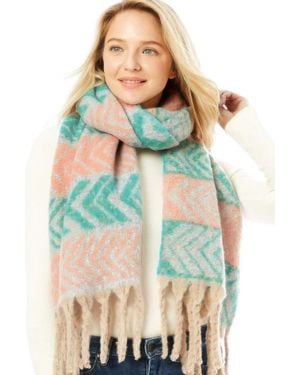 TRUEDAMES Two Toned Fringe Scarf - Blue