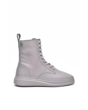 Tommy Hilfiger Light Leather Rubber Zip Boot - Gray