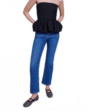 Maje Denim Jeans With Button Front Fly And Front Pockets - Blue
