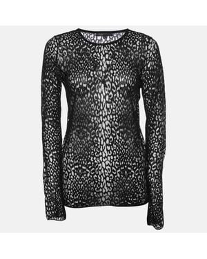 Maje Patterned Lace Full Sleeves Top - Black