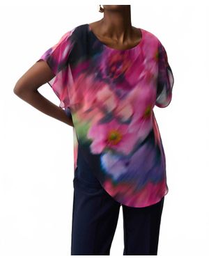 Joseph Ribkoff Recycled Chiffon Floral Print Top - Purple