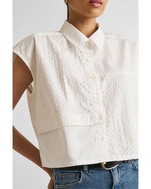 REISTOR Embroidered Organic Cotton Crop Top - Blue