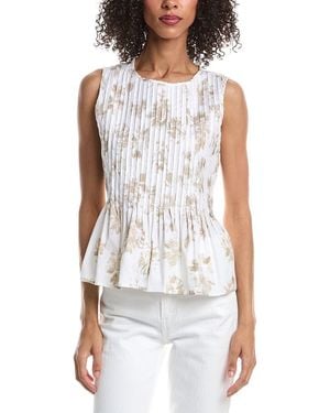 Vince Camuto Crewneck Peplum Sleeveless Blouse - White