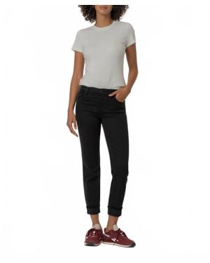 Kut From The Kloth Amy Mid Rise Crop Straight Leg Jeans - Black