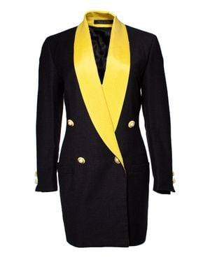 Versace Gianni Couture Maxi Blazer With Collar - Black