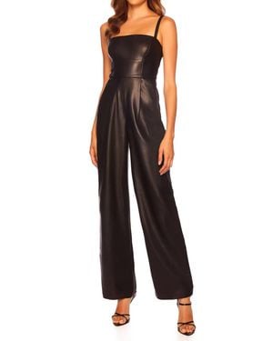 Susana Monaco Faux Leather Squareneck Tank Jumpsuit - Black