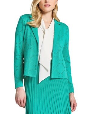 Ming Wang Diamond Burnout Soft Knit Jacket - Green