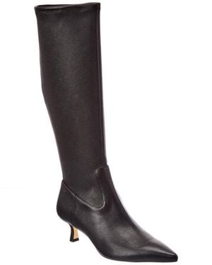 Stuart Weitzman Isla Zip Leather Knee-High Boot - Black