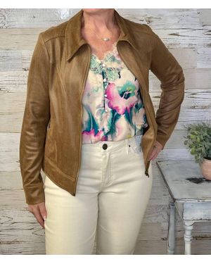 Grace and Lace Lightweight Faux Leather Jacket - Brown