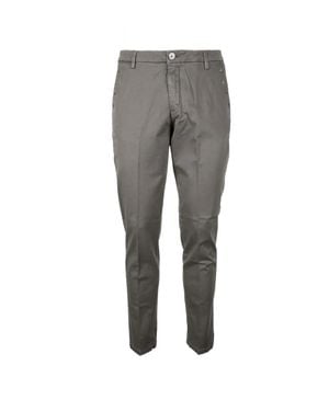 Aglini Slim-Fit Tailored Pants With Mid-Rise Waist - Gray