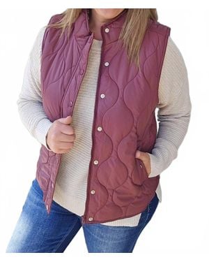 Staccato Quilted Zip Snap Vest - Purple