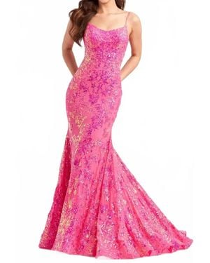 Ellie Wilde Sequin Scoop Evening Dress - Pink
