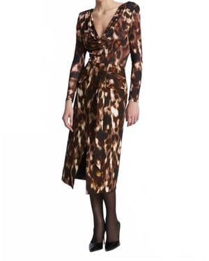 BCBGMAXAZRIA Overlap Midi Skirt - Brown