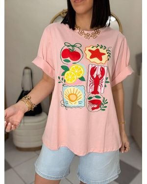 Jodifil Nautical Graphic Short Sleeve Tee - Pink