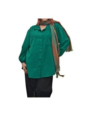 On The Plus Side Long Sleeve Button Up Shirt - Green